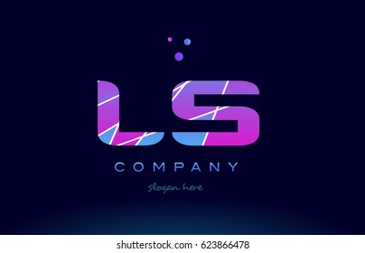 ls l s  creative color blue background pink purple magenta alphabet letter company logo vector icon