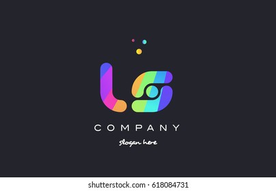 ls l s  creative rainbow green orange blue purple magenta pink artistic alphabet company letter logo design vector icon template