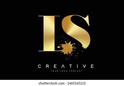 LS L S Letter Logo with Gold Melted Metal Splash Vector Design Illustration.