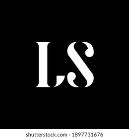 Letra blanca de LS. Plantilla de logotipo de carta simple y creativa.