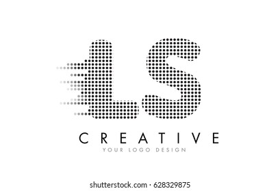 LS L S Letter Logo Design with Black Dots and Bubble Trails.