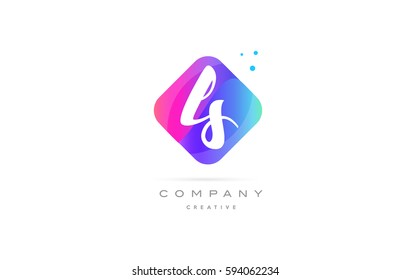 ls l s  pink blue rhombus abstract 3d alphabet company letter text logo hand writting written design vector icon template 