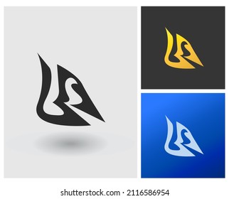 LS o LA Forma de la letra del logotipo color oro estilo monograma inicial