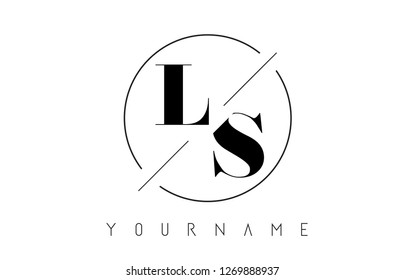 LS Letter Logo with Cutted and Intersected Design and Round Frame Vector Illustration