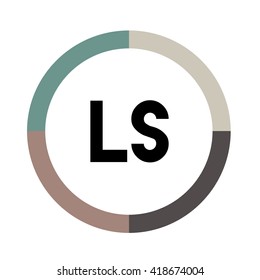 LS letters, four colors in abstract background logo, design identity in circle, alphabet letter