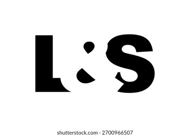 LS Logo Design in fettgedrucktem Stil. Schwarz-weißes Identitätssymbol. Modernes Typografie-Emblem. Symbol für Unternehmensbranding. Minimale Geschäftsvorlage.