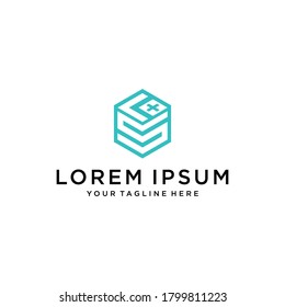 LS Logo monogram with hexagon shape style design template