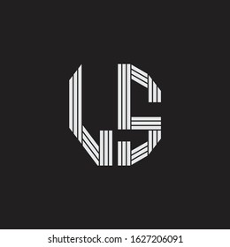 LS Logo monogram with outline style linked isolated on black background