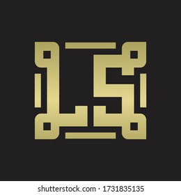 LS Logo monogram with piece line art design template