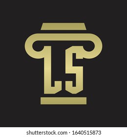 LS Logo monogram with pillar style design template with gold colors