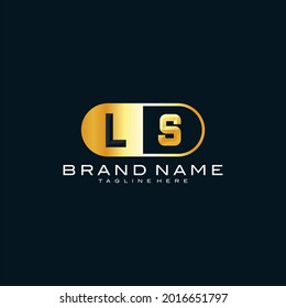 LS monogram logo with oval golden metal shape. premium 3D letters gold design. Logo can be used for business, jewelry shop, clothes, luxury goods. vector illustration template