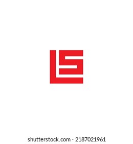 LS monogram logo in square shape - red color.