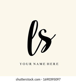 LS monogram logo.Typographic icon with script letter l and letter s. Lettering icon. Alphabet initials isolated on light background.Signature style sign lowercase hand drawn characters.