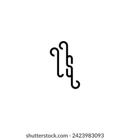 LS simple curved concept initial logo design black and white background