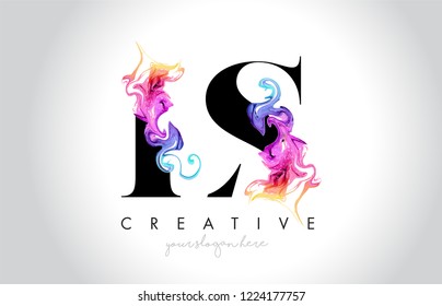 LS  Vibrant Creative Leter Logo Design with Colorful Smoke Ink Flowing Vector Illustration.