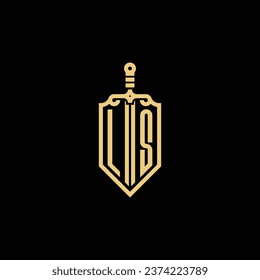 LS vintage shield and sword initial logo in high quality professional design that will print well across any print media