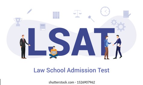 Lsat Law School Admission Test Concept With Big Word Or Text And Team People With Modern Flat Style - Vector