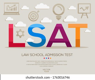 Lsat Mean (law School Admission Test) ,letters And Icons,Vector Illustration.