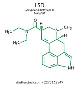 ld Formel. Kontrastmittel für medizinisches Design. Lysergische Diethylamidformel. Vektorgrafik.
