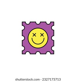 LSD tablet line icon. Liquid lsd impregnated paper, lsd narcotics outline minimalistic icon. Colorful , trippy tablet icon. Vector illustration