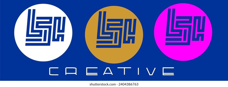 Logo LSH renglón conectado renglón abstracto creativo dinámico elegante plantilla vectorial de icono