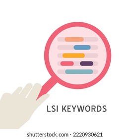 LSI keywords (Latent Semantic Indexing) vector icon. Word search optimisation concept.