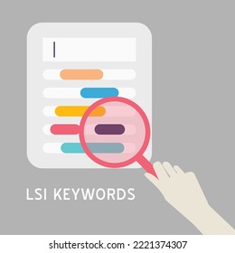 LSI keywords (Latent Semantic Indexing) vector icon. Word search optimisation concept.