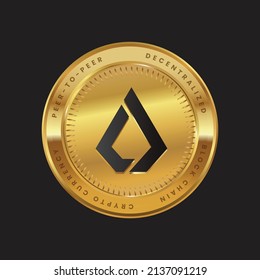 LSK Cryptocurrency logo in black color concept on gold coin. Lisk Coin Block chain technology symbol. Vector illustration.