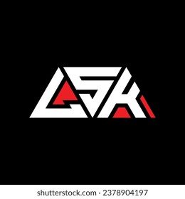 LSK triangle letter logo design with triangle shape. LSK triangle logo design monogram. LSK triangle vector logo template with red color. LSK triangular logo Simple, Elegant, and Luxurious design.