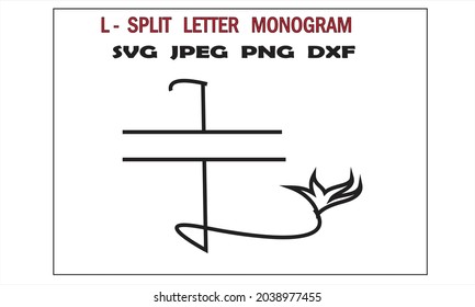 L-Split Letter Monogram SVG Font for cricut file