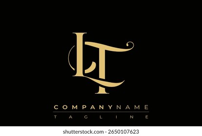 LT Abstraktes kreatives Schmucklogo. Ein stylisches Logo mit goldenen Monogramm-Initialen in einer eleganten und modernen Typografie, perfekt für das Branding