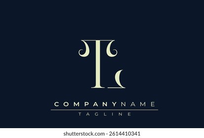 LT abstract Logo. Elegantly Designed Minimalist Monogram Logo with Stylish Lettering. Sophisticated and sleek minimalist monogram showcasing unique lettering design.