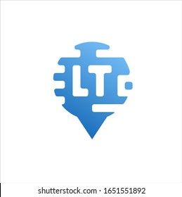 Plantilla de tecnología vectorial de diseño de logotipo conjunto de letras en negrita LT