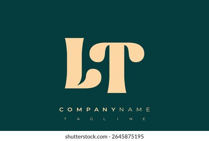 LT Creative Abstract Typography Logo Design. Elegant logo combining bold typography and creative shapes, ideal for branding and identity solutions.