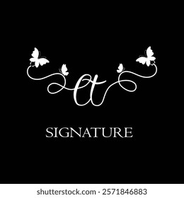 LT Handwritten initial letter, LT simple signature vector logo with butterfly shape variation, beauty, photography letter logo design. L T