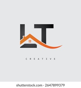 LT House Letter Logo – Creative Real Estate Monogram with Roof Shape and Home Icon for Property, Architecture and Modern Branding Identity