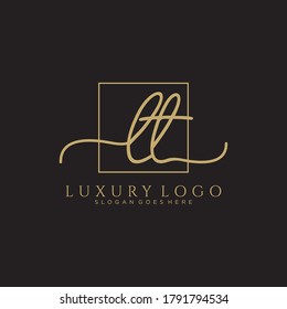 LT Initial handwriting logo template vector