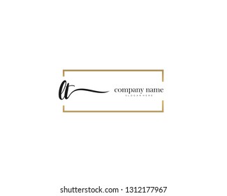 LT Initial handwriting logo vector. Hand lettering for designs.