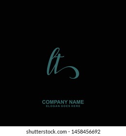 LT Initial handwriting logo vector