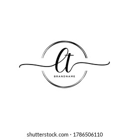 LT Initial handwriting logo vector