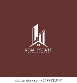 LT initial monogram building and roof logo for real estate