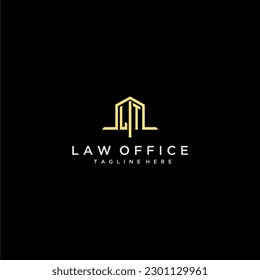 LT erstes Monogramm-Logo für Rechtsanwaltskanzlei mit Design-Bild für das Büro des Hauses