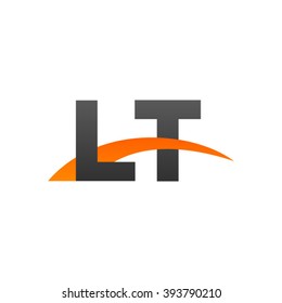 LT initial overlapping swoosh letter logo black orange