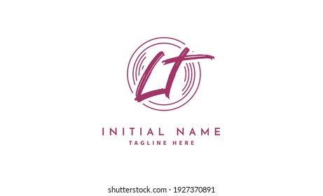 LT Initials, handwriting logo vector