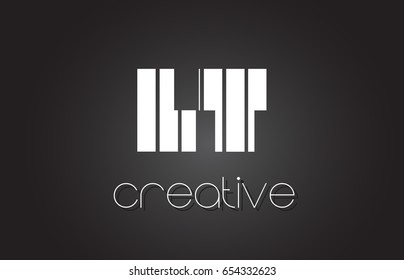 LT L T Creative Letter Logo Design With White and Black Lines.