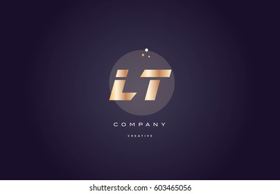 lt l t  gold yellow golden metal metallic bold luxury product modern creative gradient alphabet company logo design vector icon template