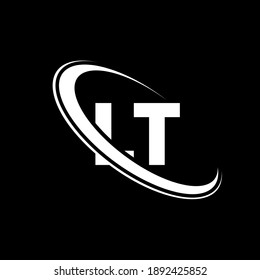 LT L T letter logo design. Initial letter LT linked circle uppercase monogram logo red and blue. LT logo, L T design. lt, l t