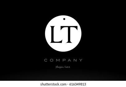 LT L T simple black white circle background alphabet company logo design vector icon template