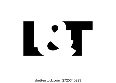 LT logo design in bold style. Black white identity symbol. Modern typography emblem. Corporate branding icon. Minimal business template.