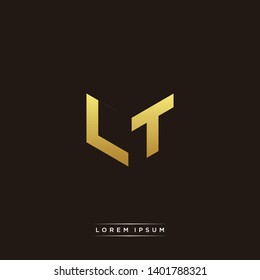 LT Logo Letter Initial Logo Designs Templete with Gold and Black Background